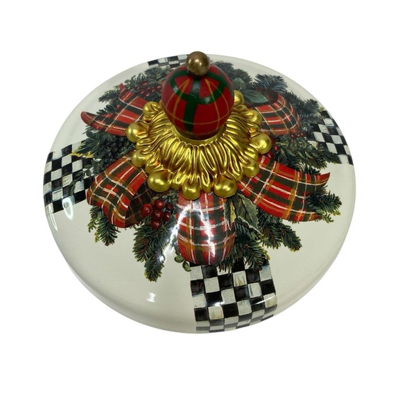 McKenzie Childs Evine Comp Evergreen Cookie Jar Lid Enamel LID Only READ - Picture 5 of 6